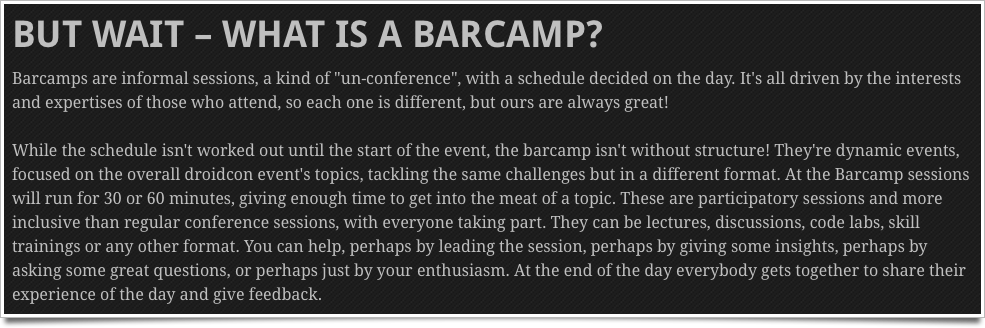 What is a barcamp?