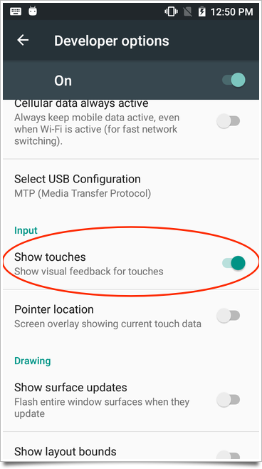 Show touches